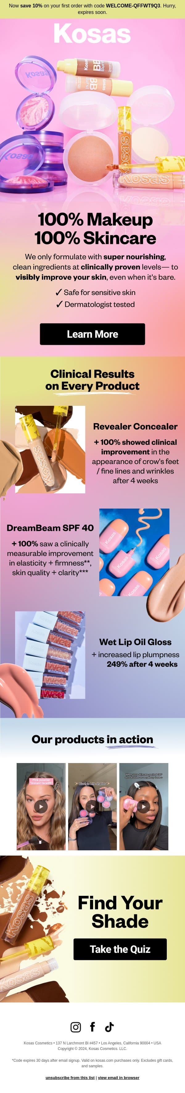 Your best skin, every day email from Kosas screenshot