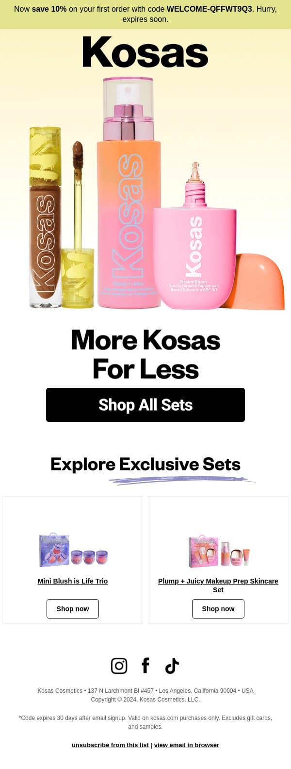 More Kosas for Less email from Kosas screenshot