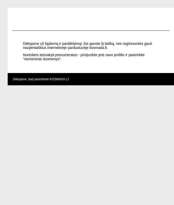 Kosmada.lt: Naujienlaiškio prenumerata email from Kosmada screenshot