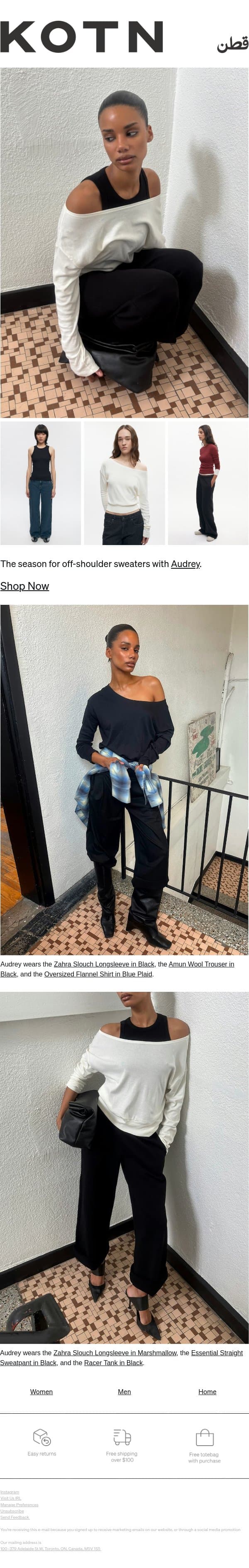 Styling With Audrey email from Kotn screenshot