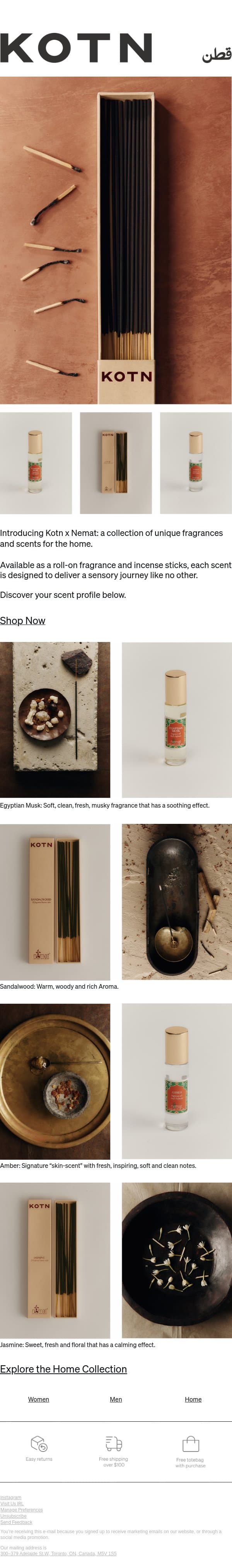 The Fragrance Edit email from Kotn screenshot