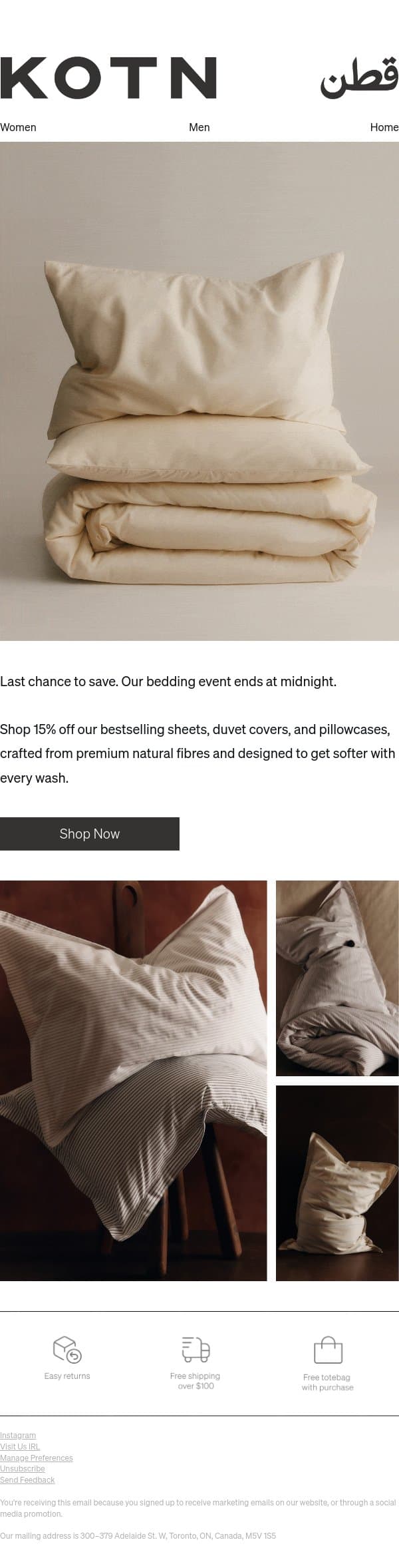 Final Hours email from Kotn screenshot