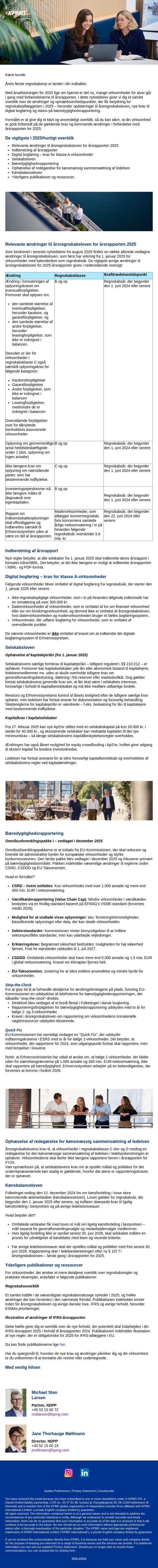 Regnskabsnyt - Januar 2026 email from KPMG screenshot
