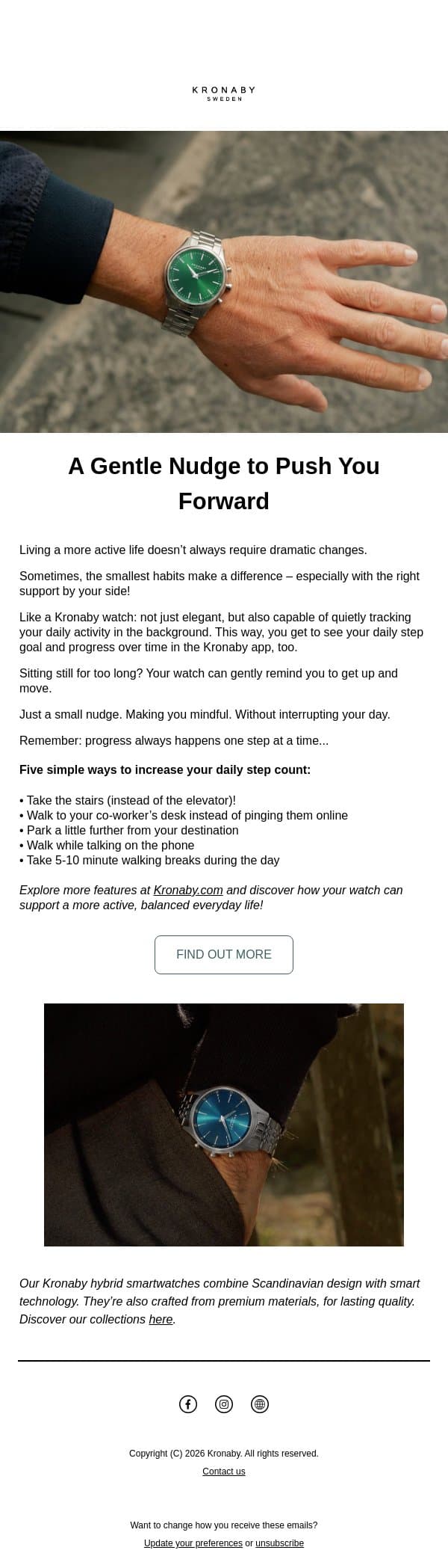 Stay active with Kronaby email from Kronaby screenshot