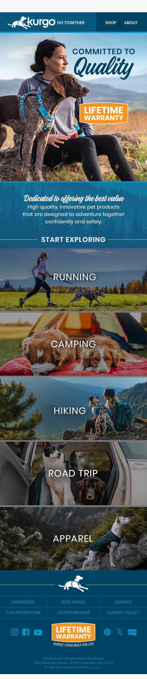 Gear Designed for Adventure email from Kurgo screenshot