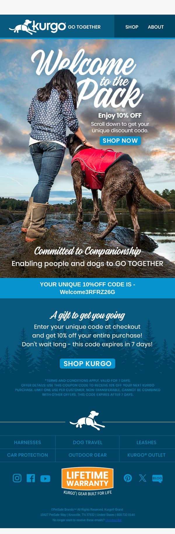 Here's Your 10% Off email from Kurgo screenshot