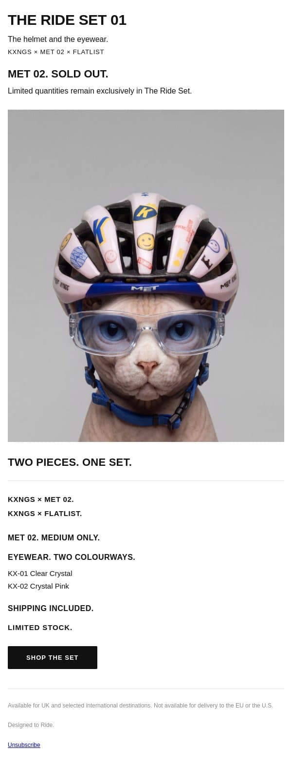 THE RIDE SET 01 email from KXNGS screenshot