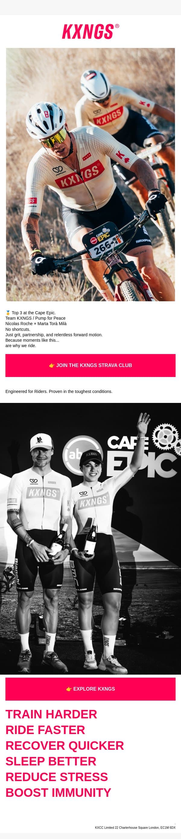 Cape Epic Final — Top 3 🏁 email from KXNGS screenshot