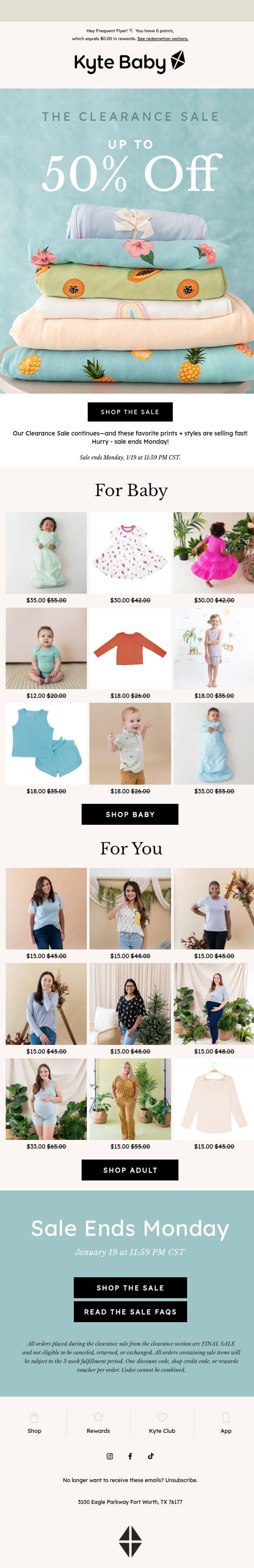 The Clearance Sale: Shop & Save 🛍️ email from Kyte screenshot