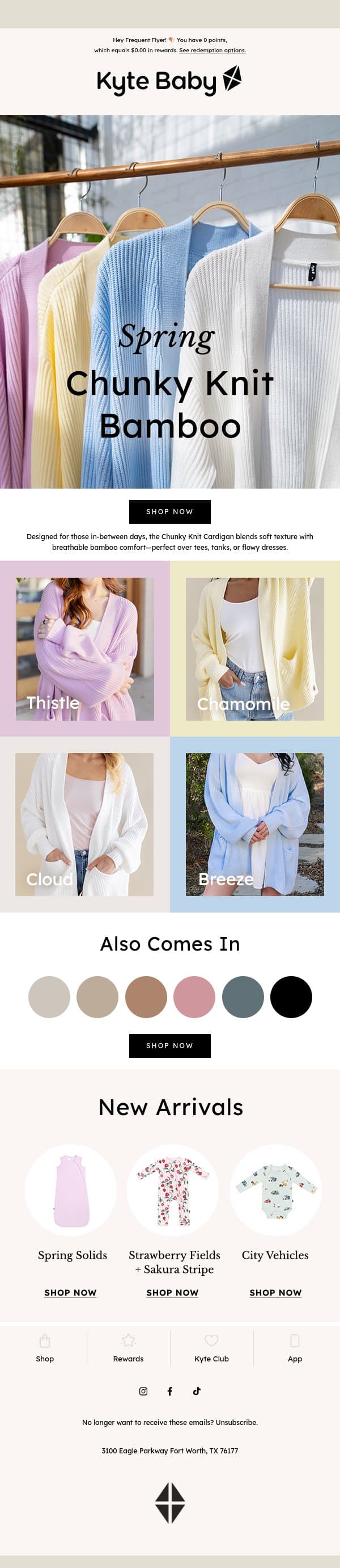 Hello, spring layers 🌸 email from Kyte screenshot