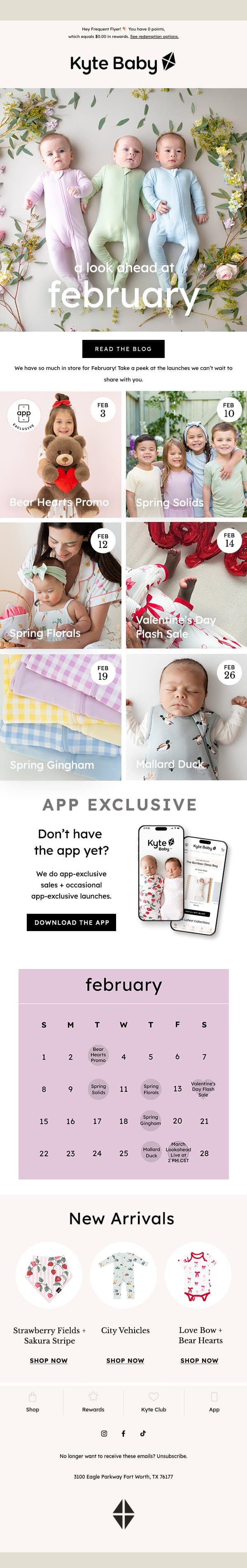 SNEAK PEEK at February! 📆 email from Kyte screenshot