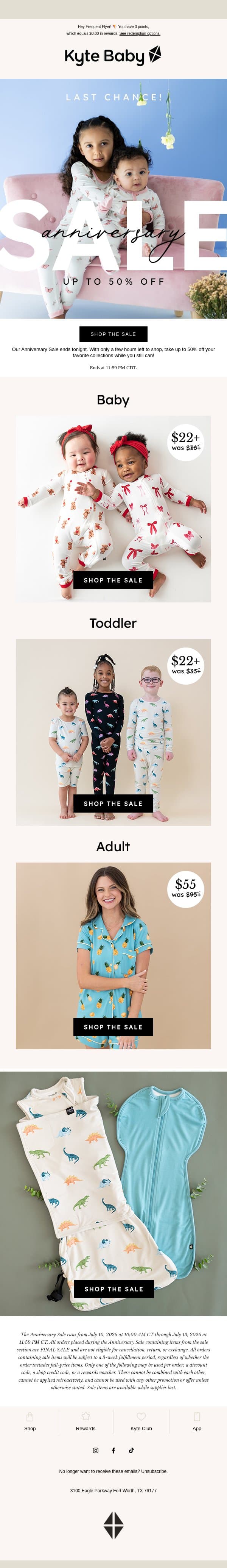 ⏱️ Up to 50% off ends tonight! email from Kyte screenshot