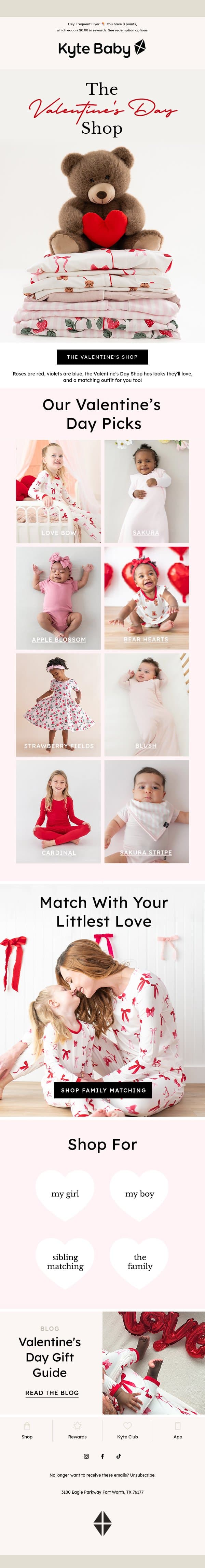 The Valentine's Day Shop ♥️ email from Kyte screenshot
