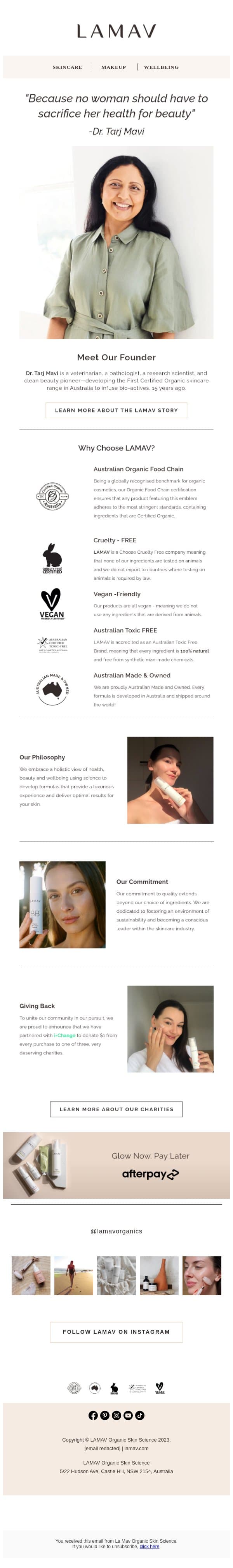 Meet Our Founder: The Visionary Behind Radiant Skin ☀️ email from La Mav screenshot