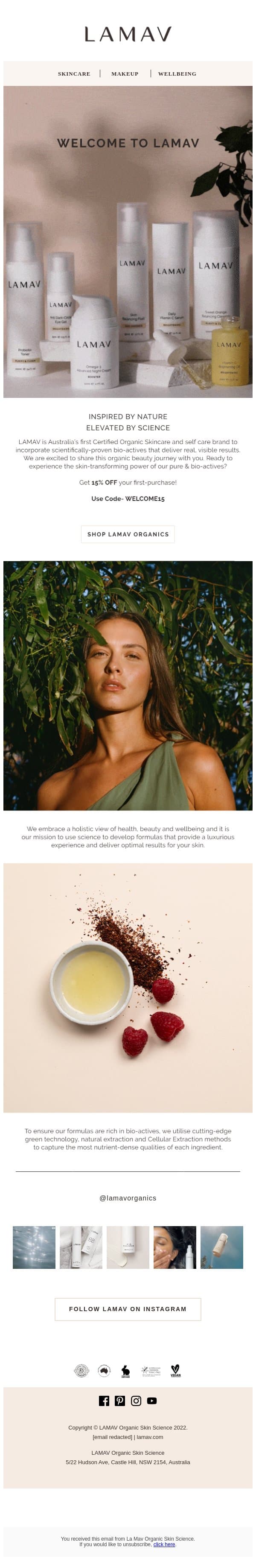 Welcome to the LAMAV Family 🌺 Claim Your 15% Off Now email from La Mav screenshot