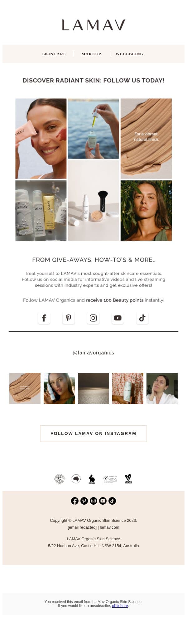 Discover Radiant Skin: Follow Us Today 🌼 email from La Mav screenshot