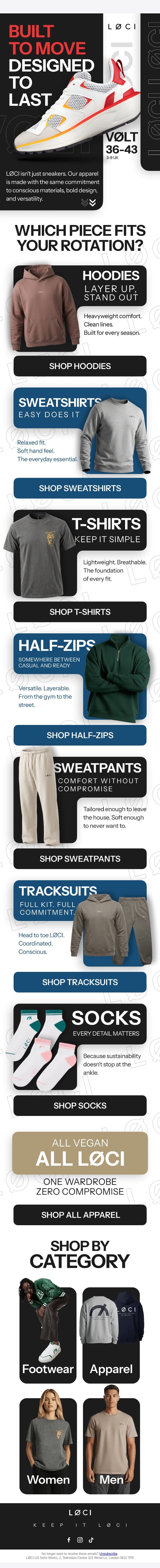 Built to Move. Designed to Last. email from LØCI screenshot