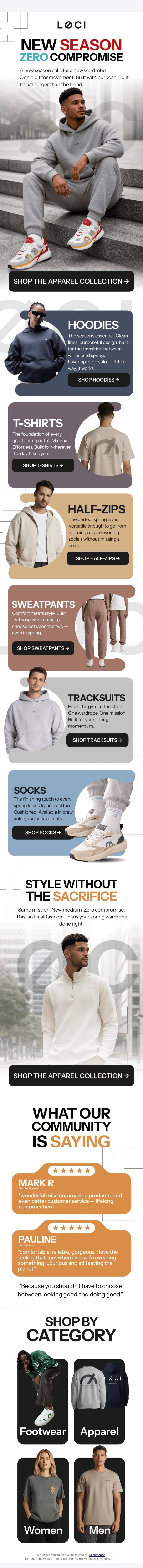 New Season, Zero Compromise. email from LØCI screenshot