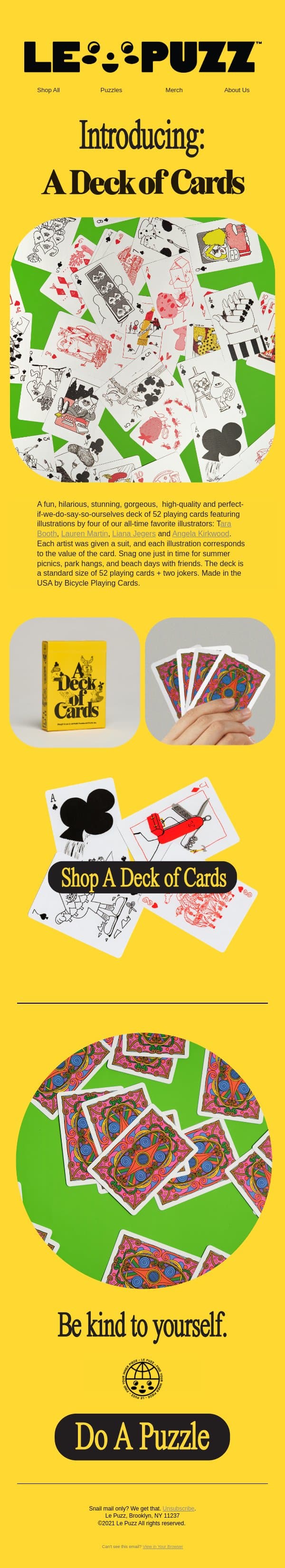 Introducing: A Deck of Cards! email from Le Puzz screenshot