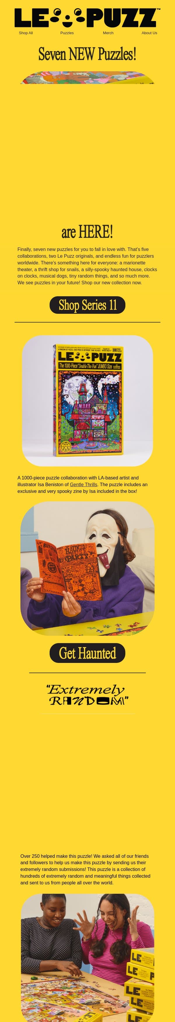 Seven NEW Puzzles email from Le Puzz screenshot