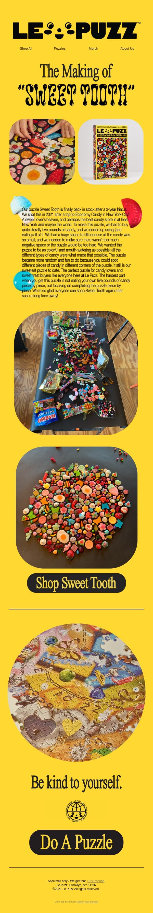 The Making of Sweet Tooth email from Le Puzz screenshot