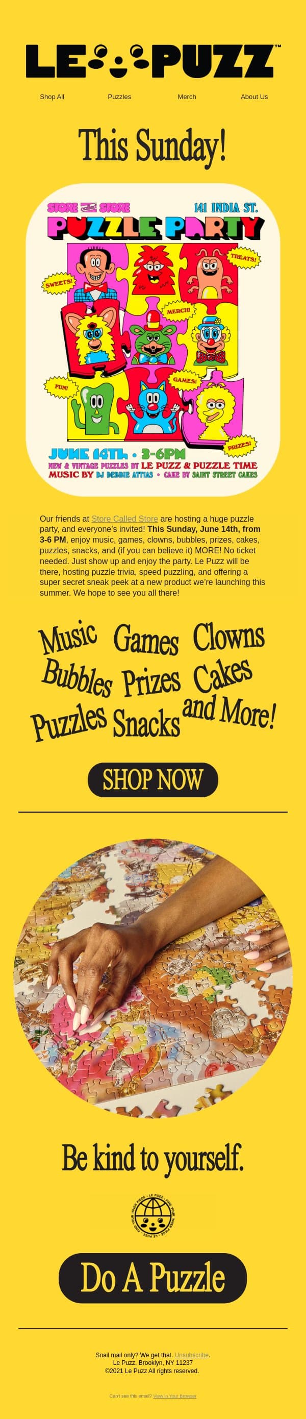 Puzzle Party with Store Called Store! email from Le Puzz screenshot