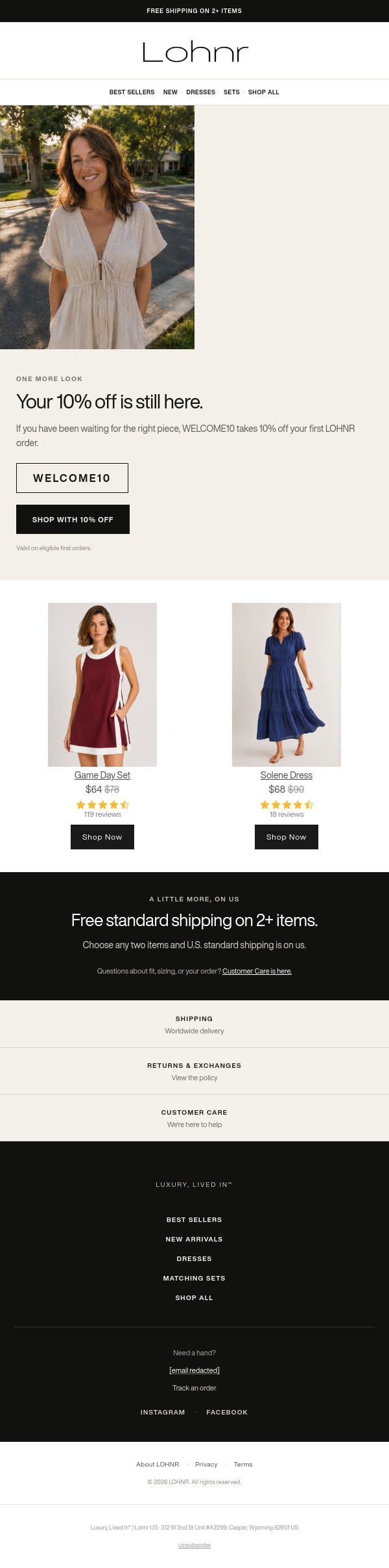 10% off: A Quieter Way To Dress email from Le Puzz screenshot