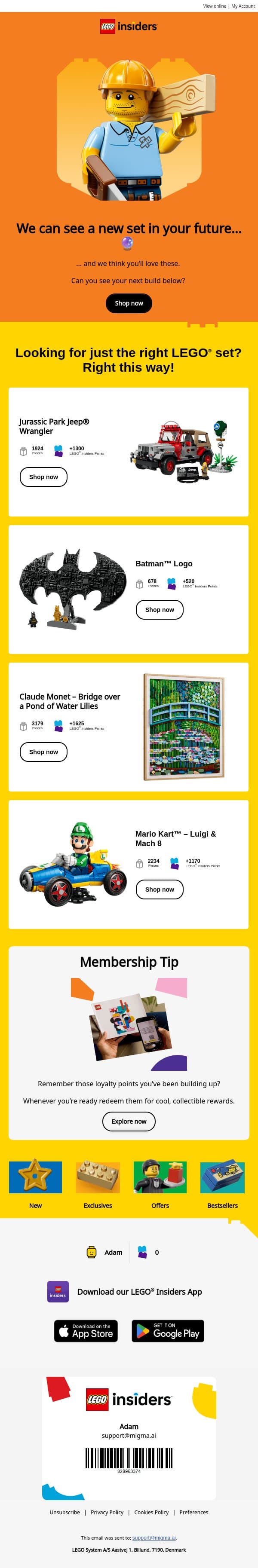 Room for a new build in your life? email from LEGO® screenshot