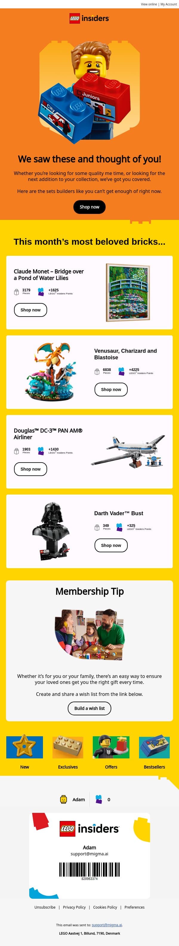 These sets are trending email from LEGO® screenshot