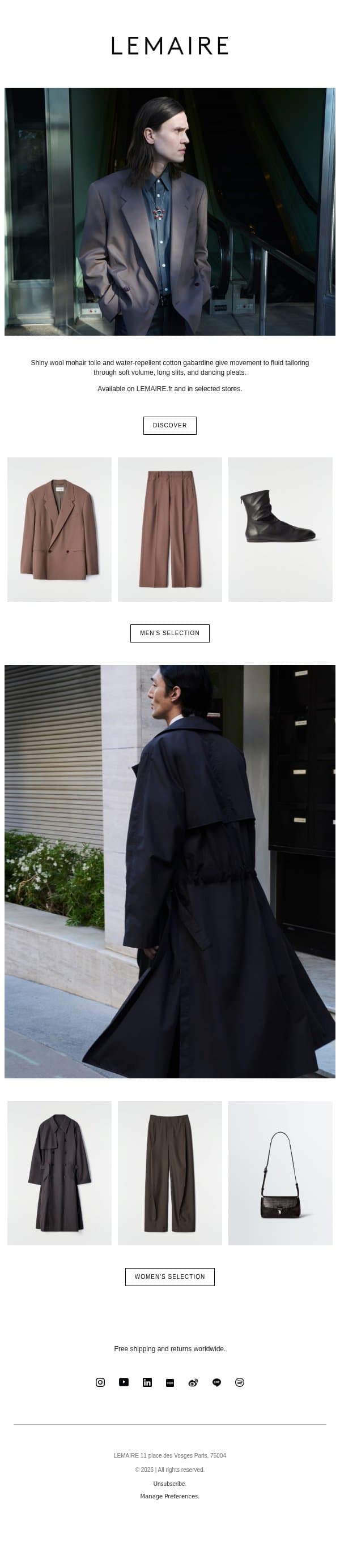Fluid Tailoring email from Lemaire screenshot