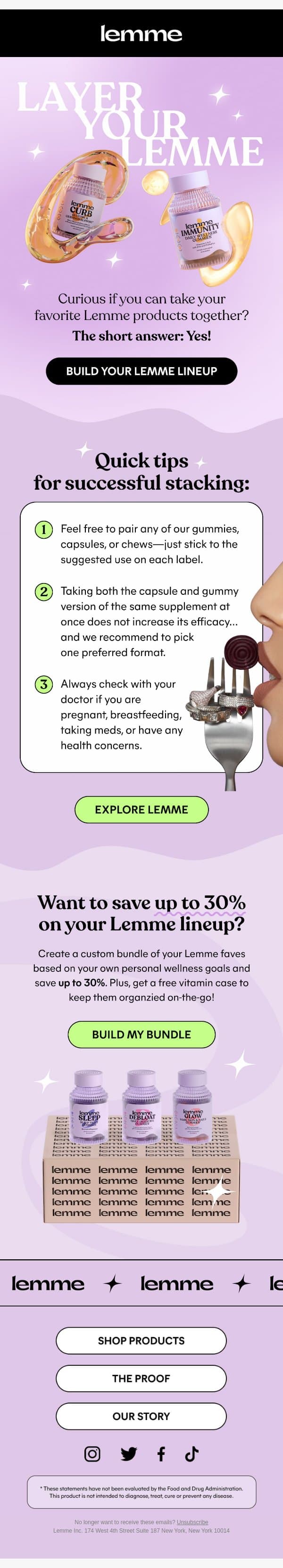 Can I layer my Lemme? 🤔 email from Lemme screenshot