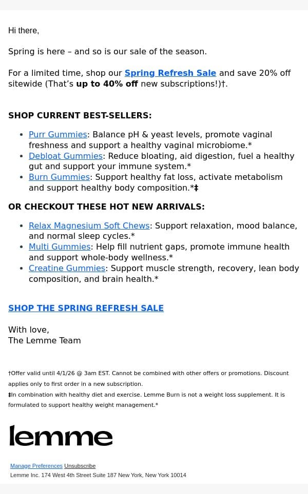 Your spring refresh starts now 🌷 email from Lemme screenshot