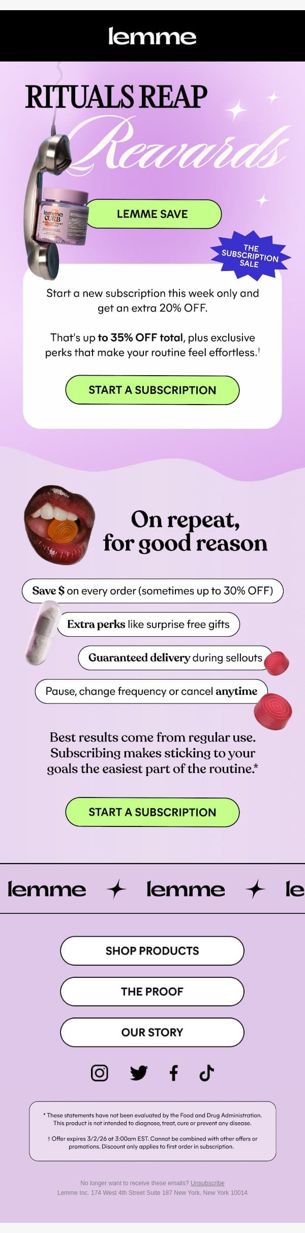 Surprise! Subscription Sale ✨ email from Lemme screenshot