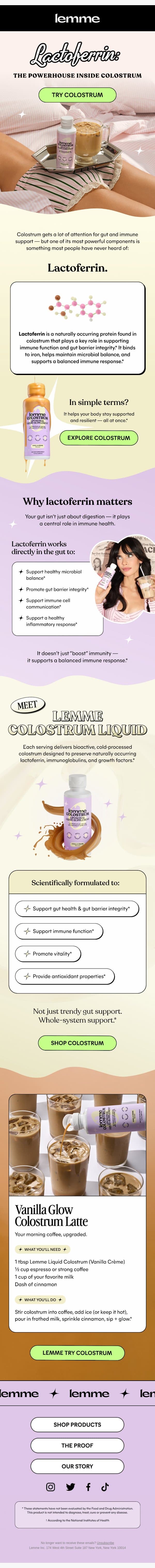 Meet the powerhouse inside colostrum 💪 email from Lemme screenshot
