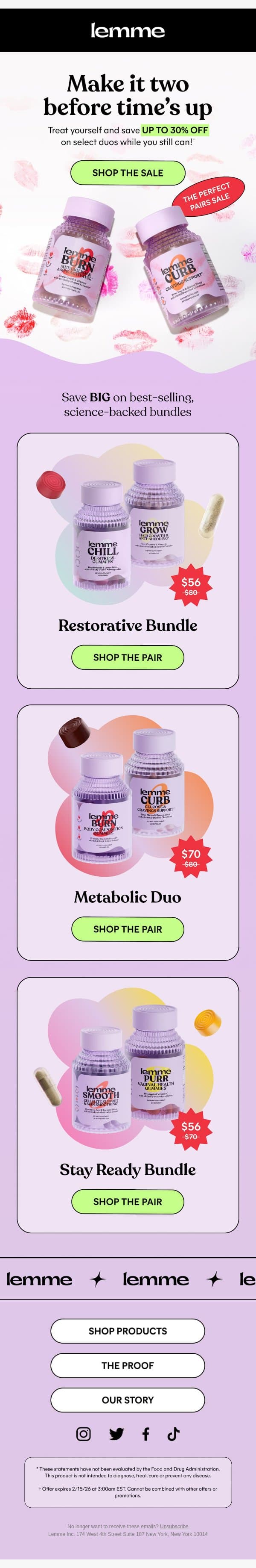 Don't miss the duo deal, up to 30% OFF 💞 email from Lemme screenshot