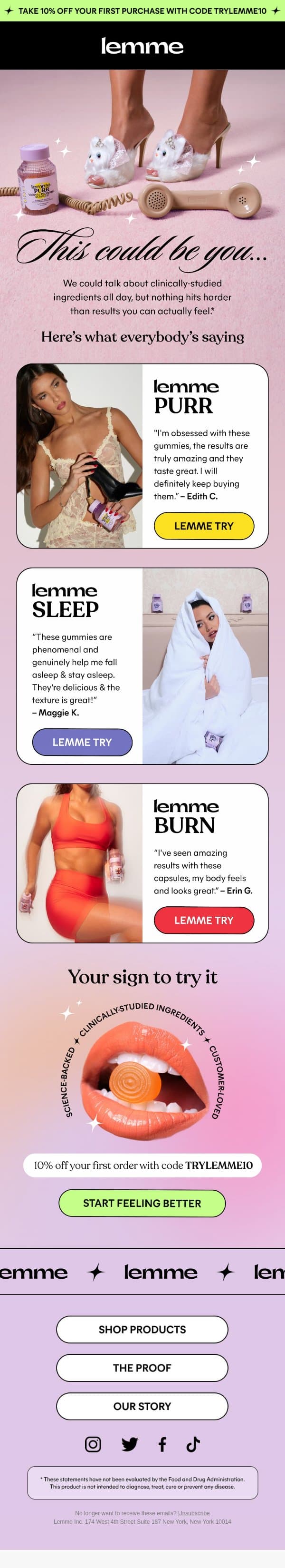 Rave-worthy results ⭐ email from Lemme screenshot