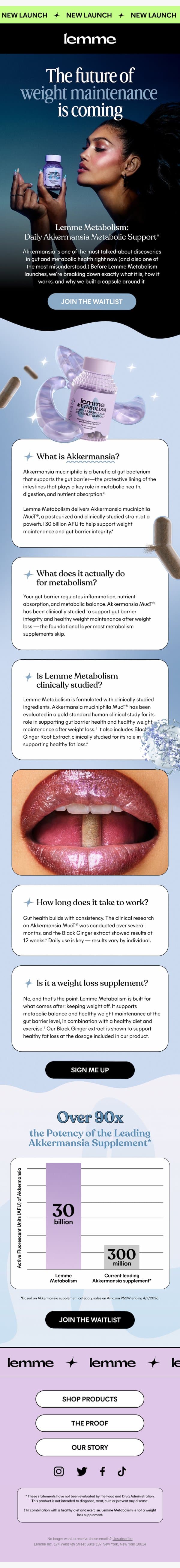 The future of weight maintenance is coming ✨ email from Lemme screenshot