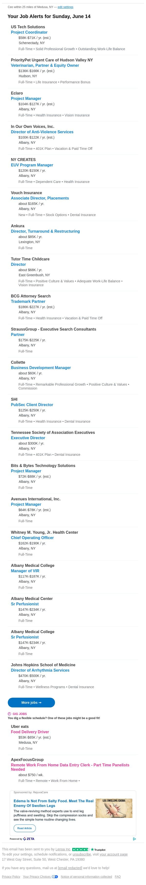 Adam, have you seen these new ceo jobs? email from Lensa screenshot