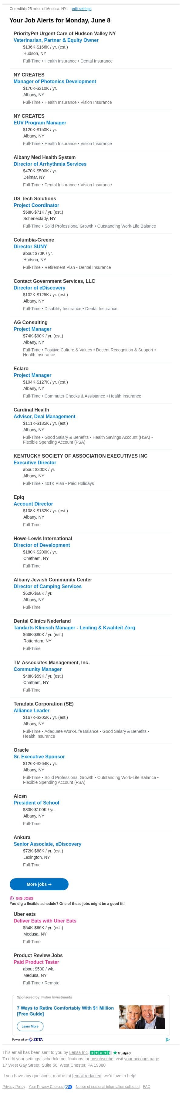 Prioritypet Urgent Care Of Hudson Valley Ny and others are hiring for Veterinarian, Partner & Equity Owner in and around Hudson, NY email from Lensa screenshot