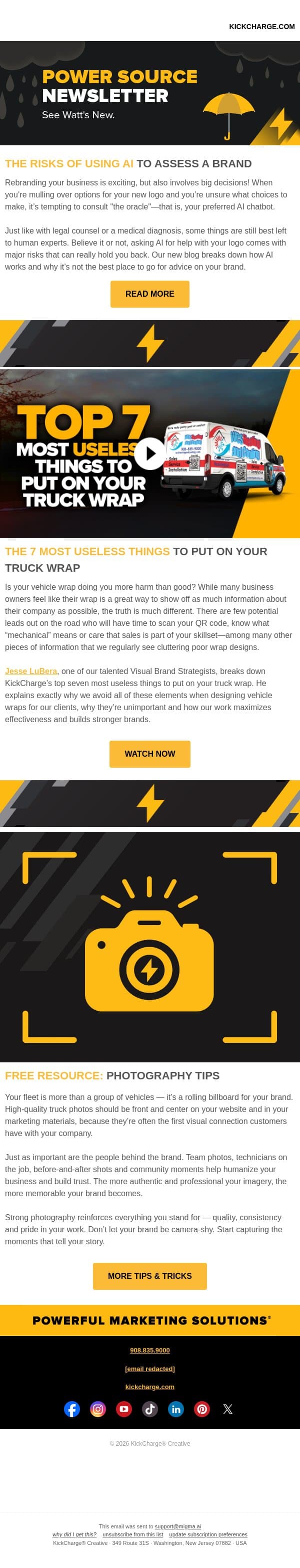 Think Twice Before Your Chatbot Scans Your Brand email from Levergy screenshot