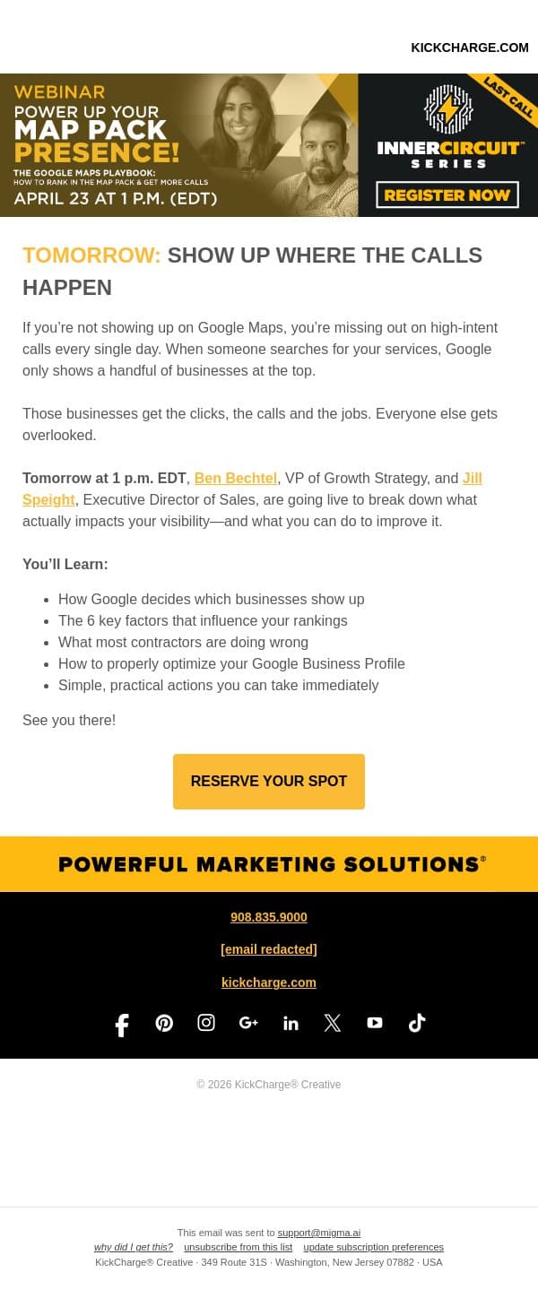 Last Chance: Stop Losing Calls on Google Maps email from Levergy screenshot