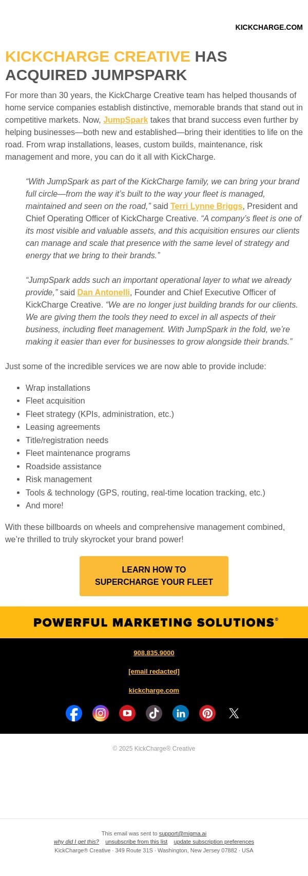 Give Your Fleet a JumpSpark! 🚚⚡ email from Levergy screenshot