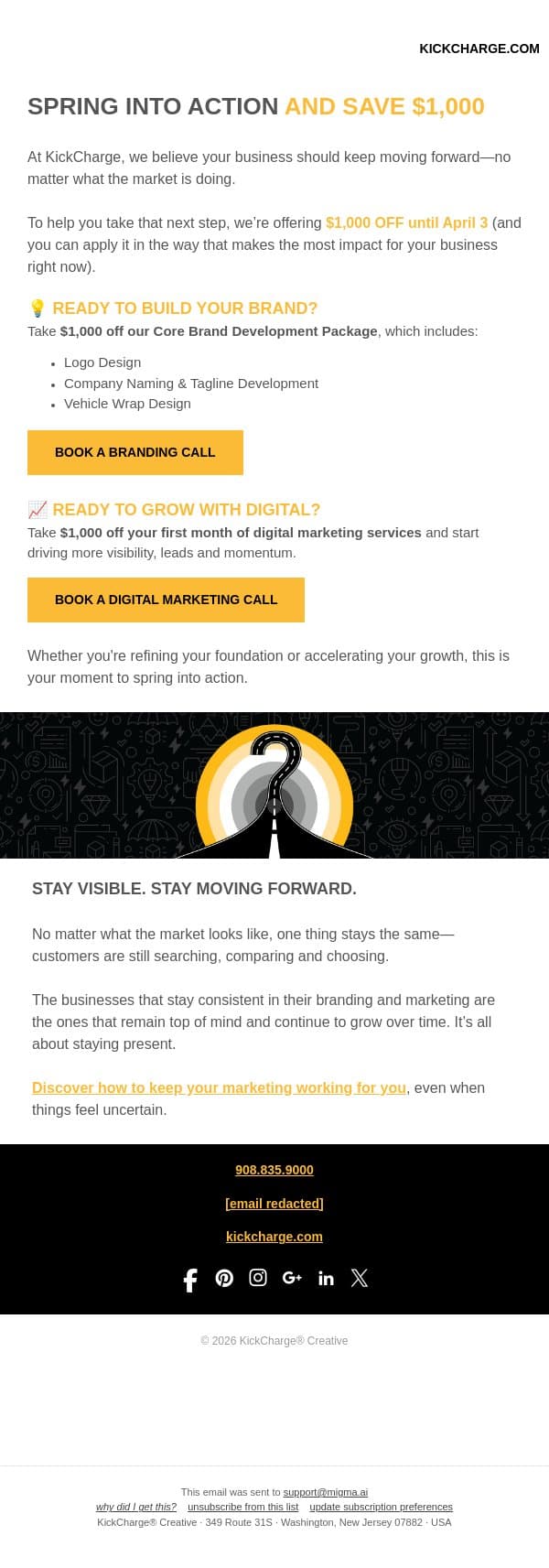 $1,000 Off Your Next Move—Brand or Digital email from Levergy screenshot