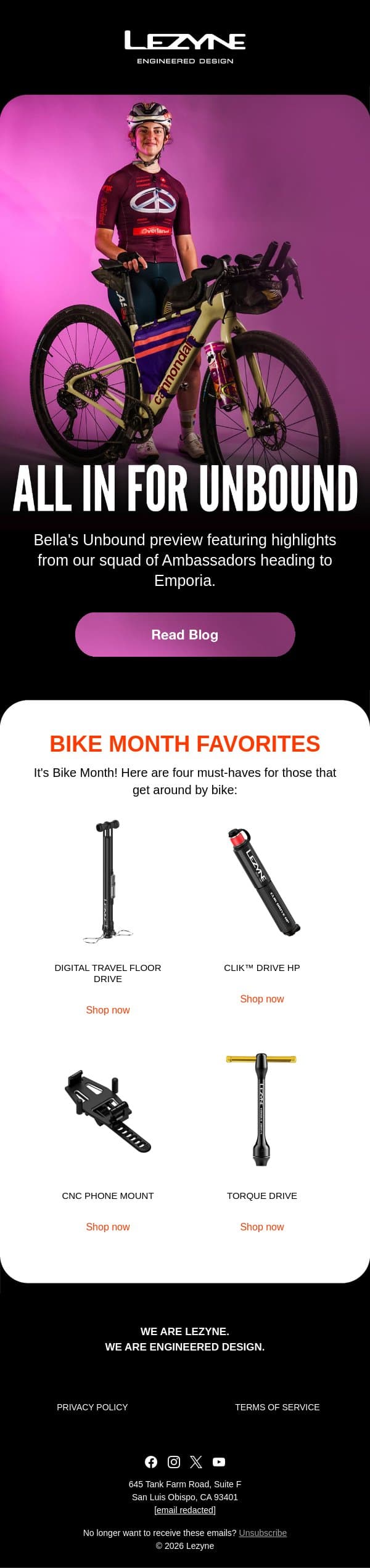 All In for Unbound Gravel 🚴‍♂️🔥 email from Lezyne screenshot