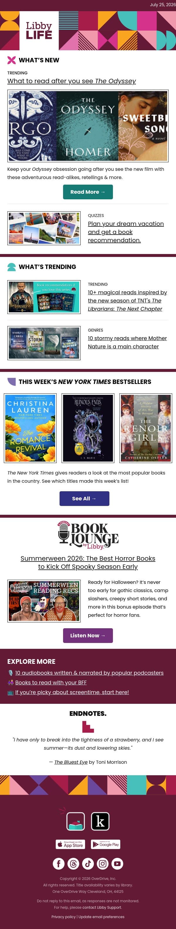 Saw The Odyssey? Read these next. email from Libby screenshot