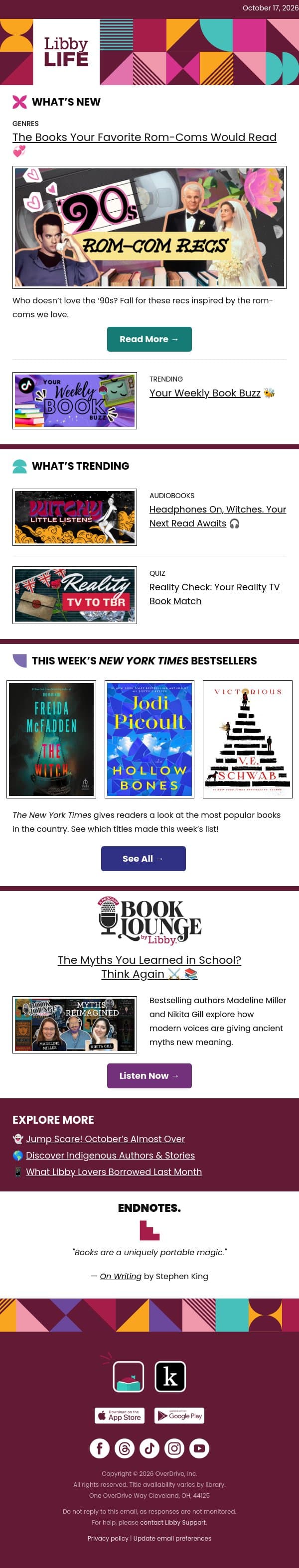 Throwback Vibes, Fresh Book News 📚 email from Libby screenshot