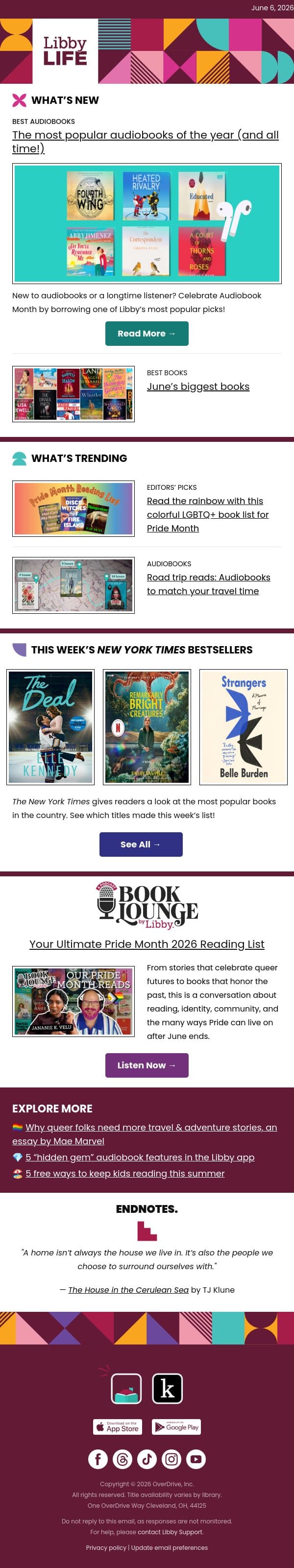 🎉Celebrate Audiobook Month with top picks on Libby email from Libby screenshot