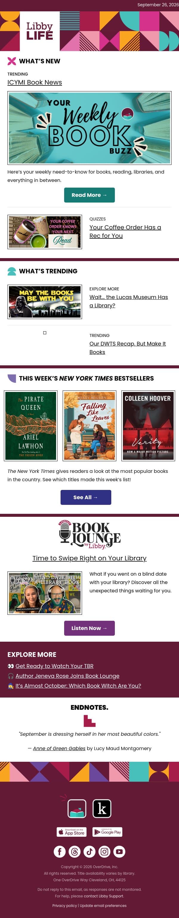 Books, ballroom, coffee & a few good conversations ☕ email from Libby screenshot