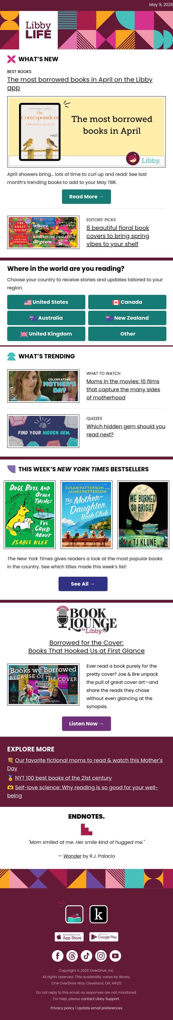 April’s most-borrowed books are in! email from Libby screenshot