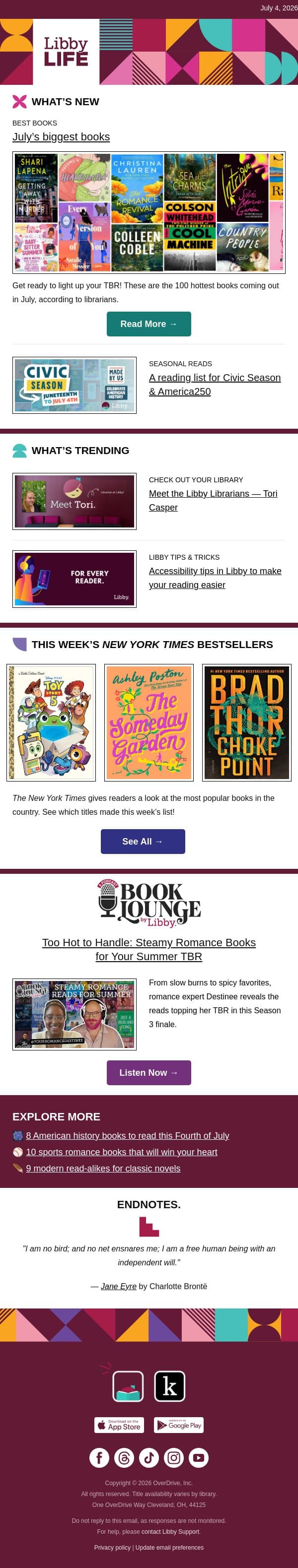 July’s biggest books are here email from Libby screenshot